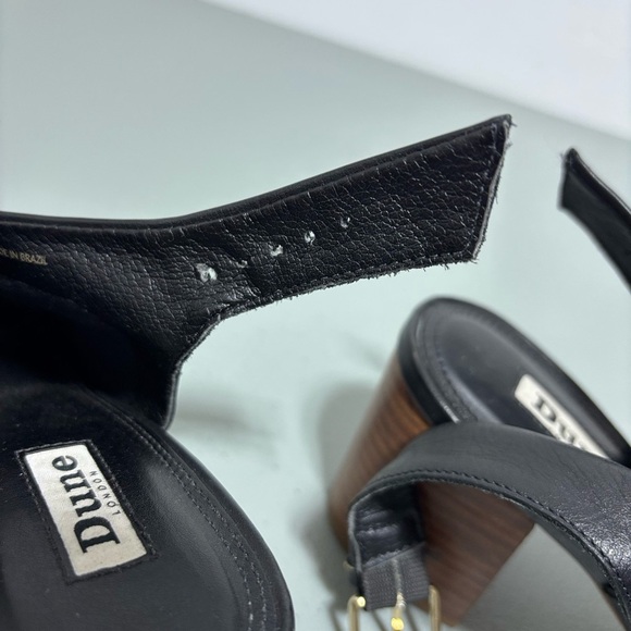 Dune London Black Leather Ignus Sandals Heels Women's 5 UK/ 38 EU/ 7-7.5 US - Picture 4 of 13